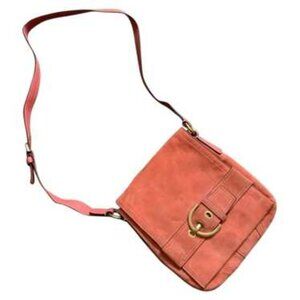 Coach Women's Elegant Suede Crossbody Bag in Coral